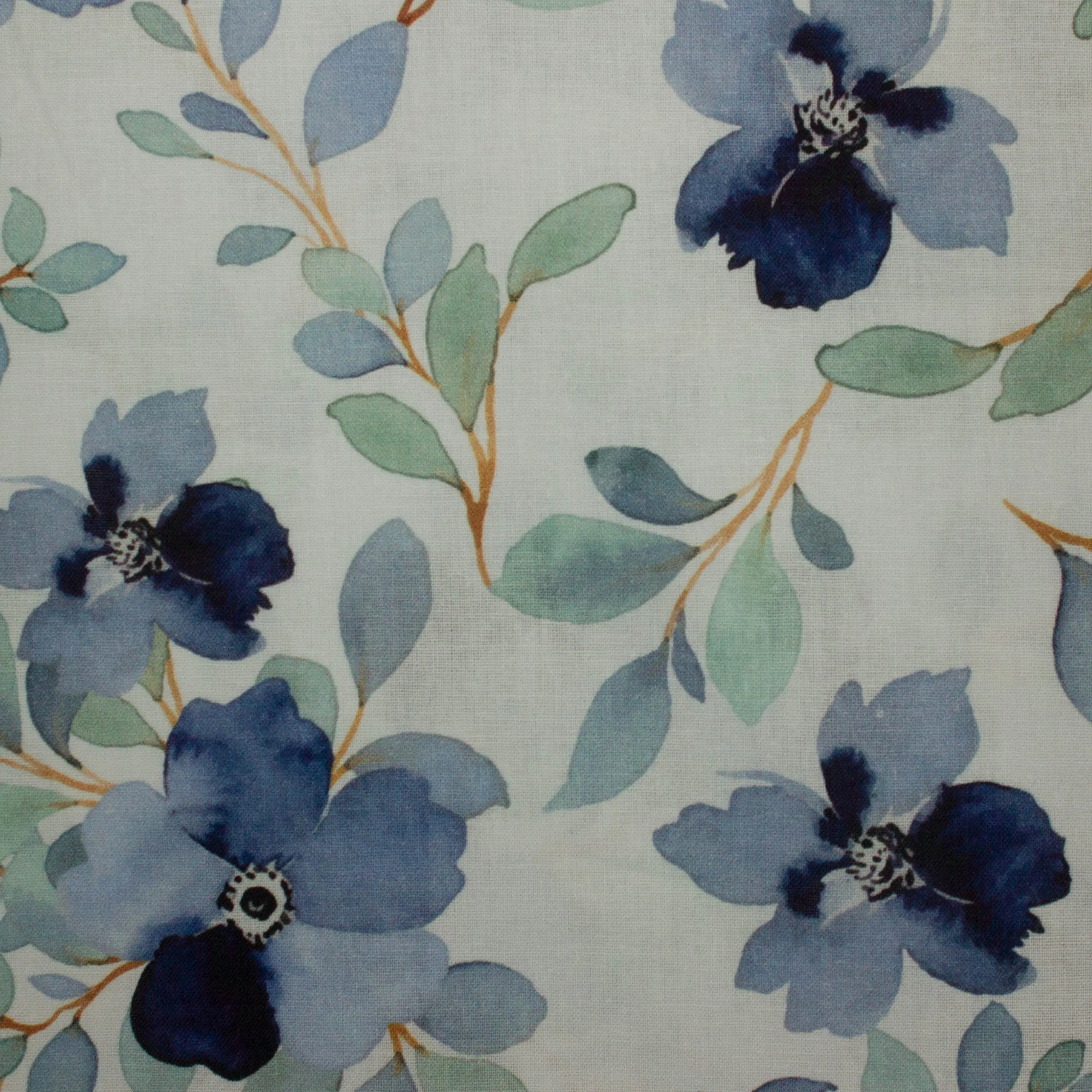 Katoen wit met bloemen
